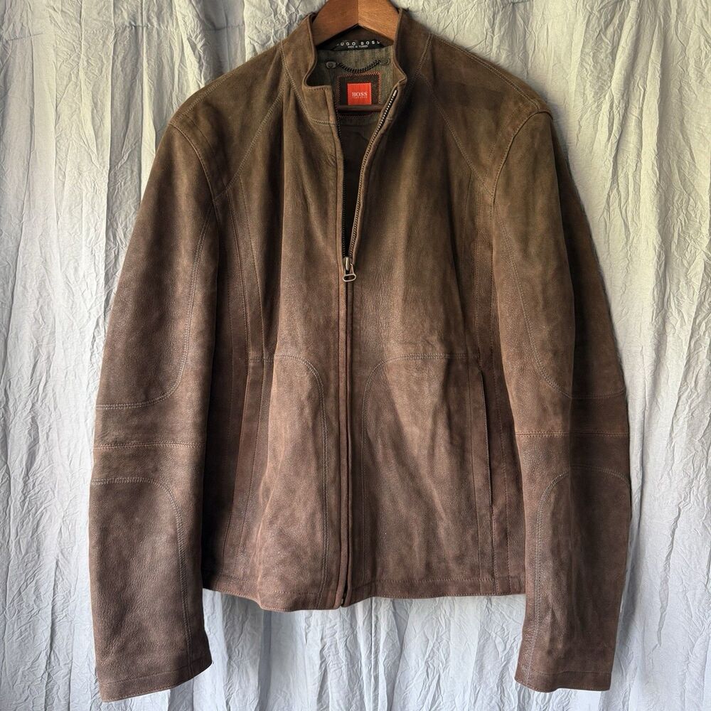 Vintage Hugo Boss Jambo Soft Lambskin Mens Moto Jacket Sport 42R Jambo Lambskin